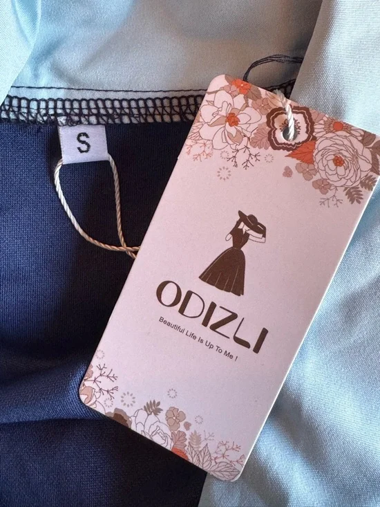 Odizli women’s Navy Blue Sailor Dress with Light Blue Accents small NWT - Picture 6 of 7